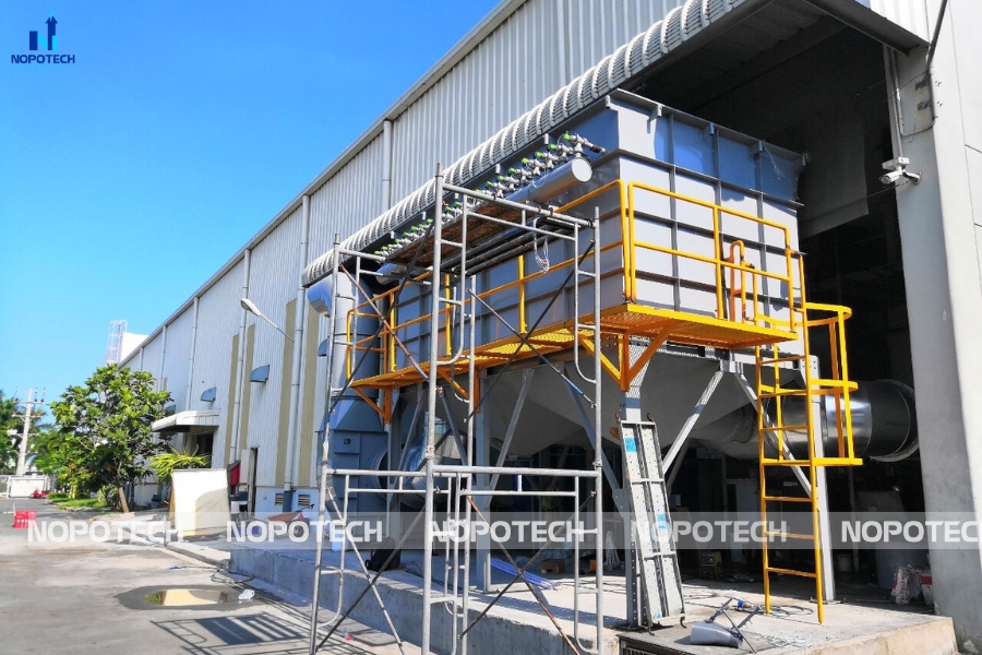 Hệ thống hút lọc bụi túi vải được tư vấn, thiết kế, lắp đặt bởi NOPOTECH