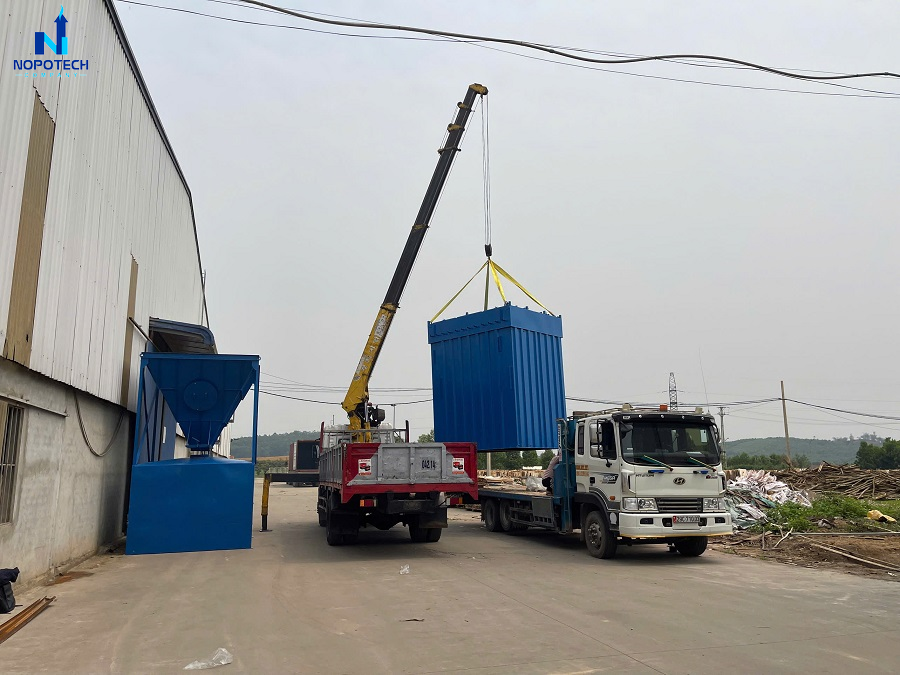 Trang thiết bị máy móc và hệ thống hút lọc bụi được NOPOTECH vận chuyển đến tận công trình