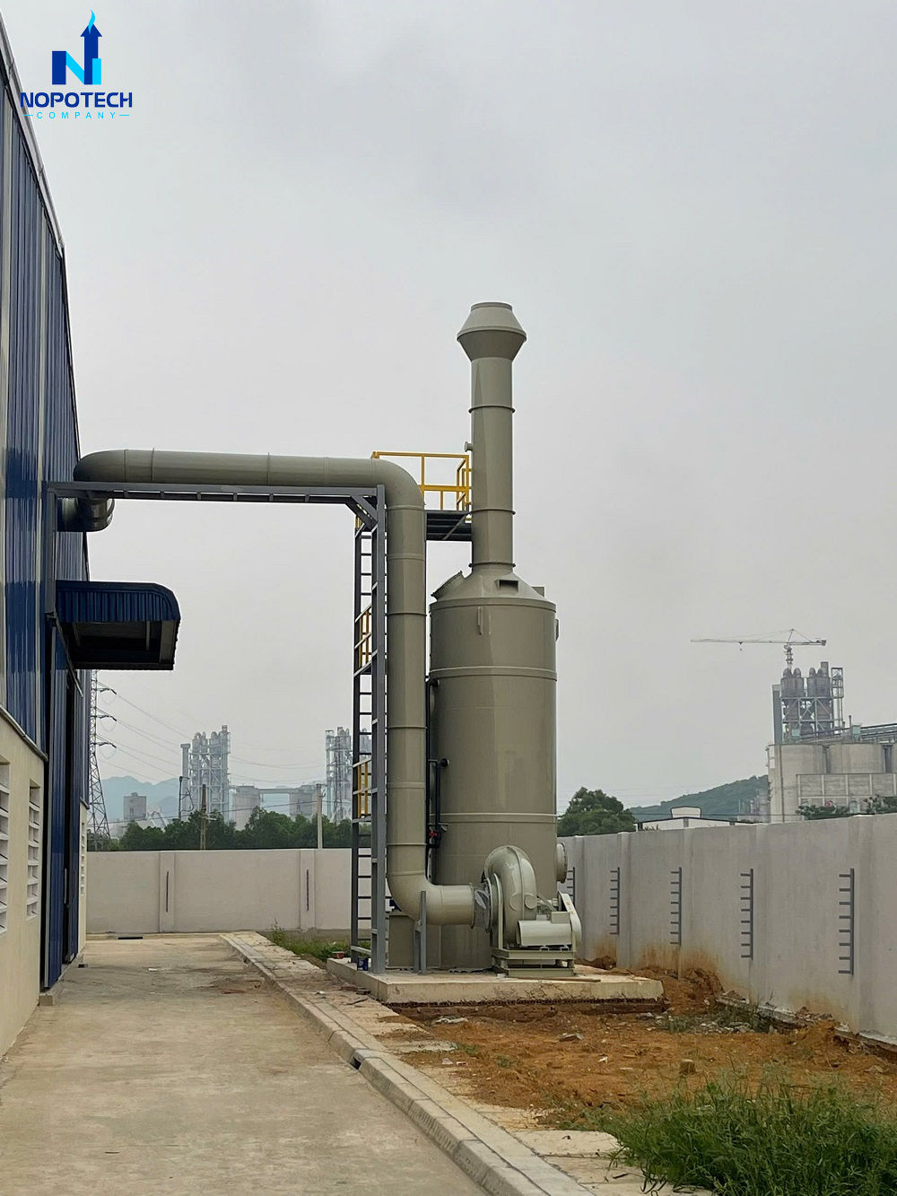 Hệ thống được NOPOTECH lắp đặt để phục vụ xử lý khí thải cho nhà máy sản xuất đồng sunfat tại Thanh Hóa