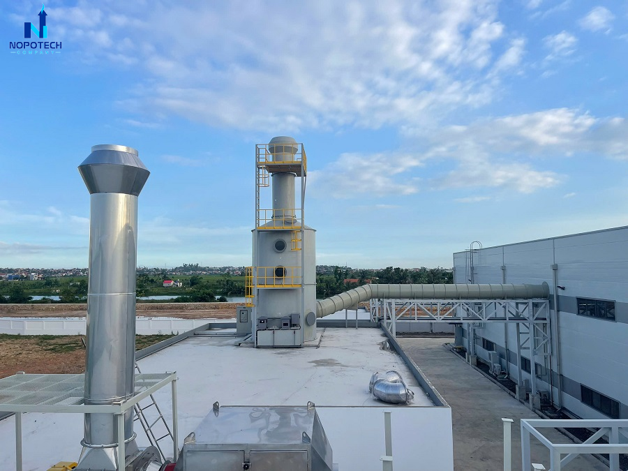 Dự án lắp đặt hệ thống xử lý khí thải tại Hà Nội - tháp hấp thụ do NOPOTECH triển khai