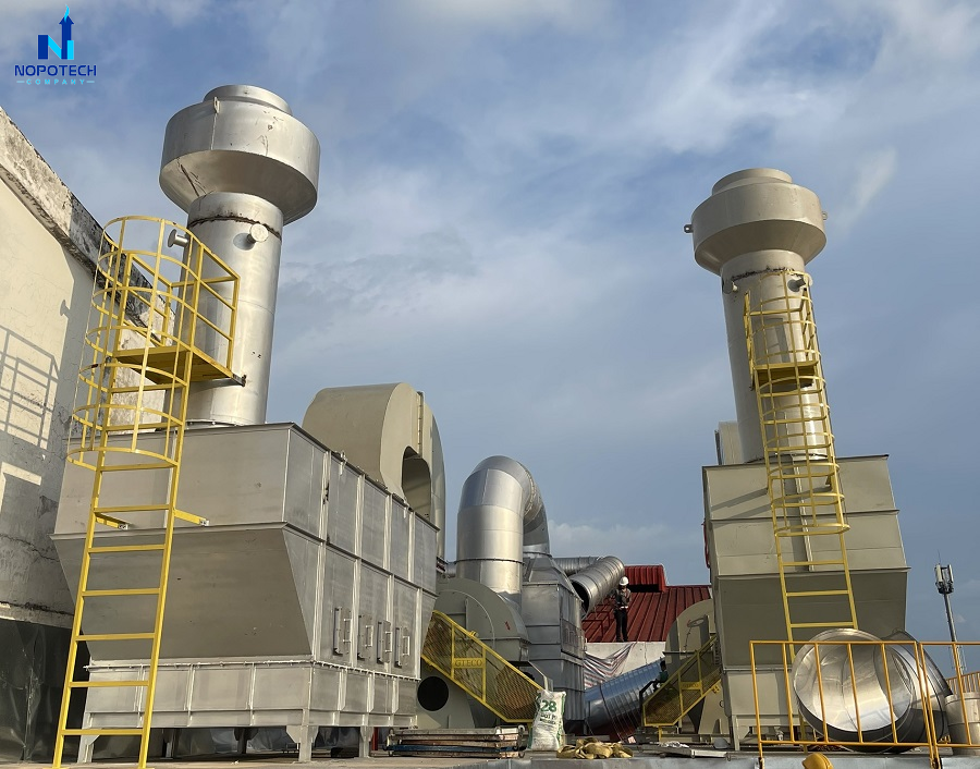 Dự án tháp hấp phụ xử lý khí thải bằng than hoạt tính do NOPOTECH triển khai
