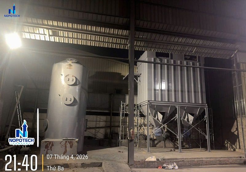 lắp đặt hệ thống xử lý khí thải lò nấu nhôm cho 3 lò 1.5 tấn tại Kim Đại Phát QN