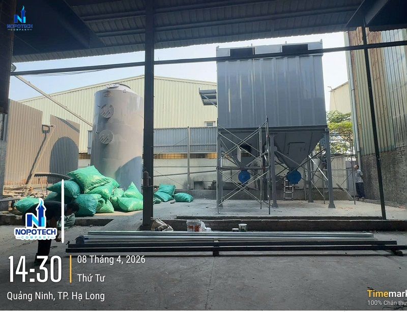 hệ thống xử lý khí thải lò nấu nhôm cho 3 lò 1.5 tấn tại Kim Đại Phát QN