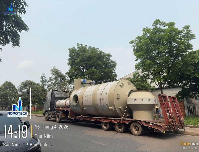 vận chuyển tháp hấp thụ khí thải sản xuất linh kiện điện tử
