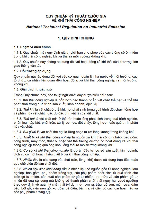Quy chuẩn xử lý khí thải công nghiệp