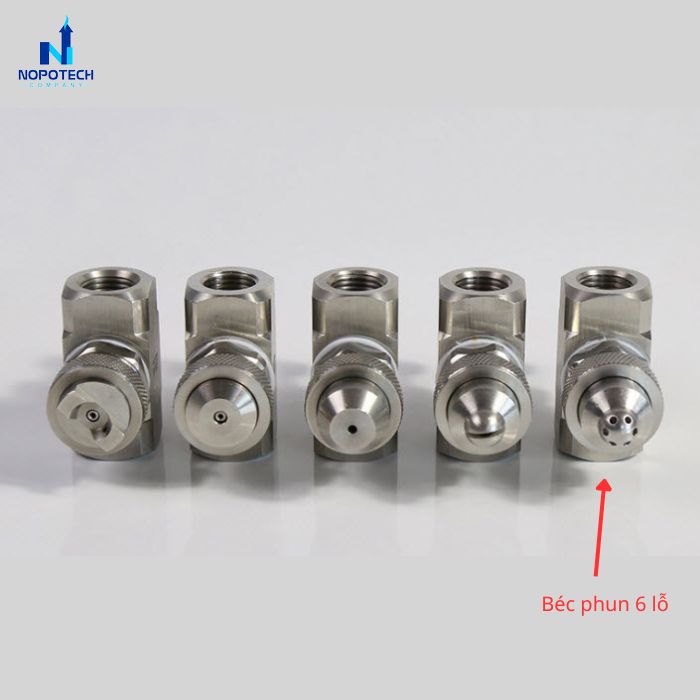 Béc phun nguyên tử hỗn hợp khí và nước 6 lỗ inox 304