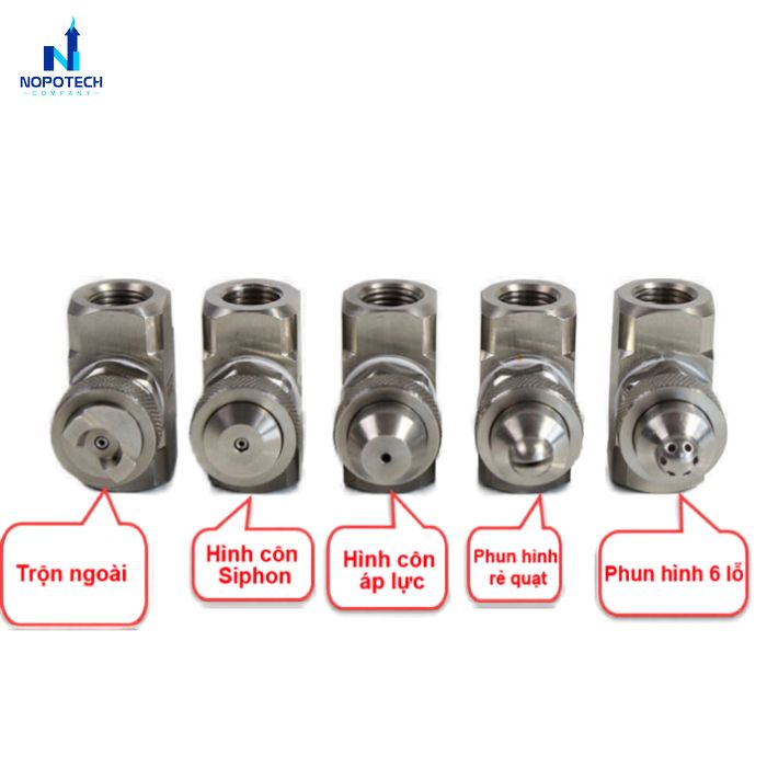 Ứng dụng béc phun nguyên tử hỗn hợp nước và khí loại Siphon inox 304