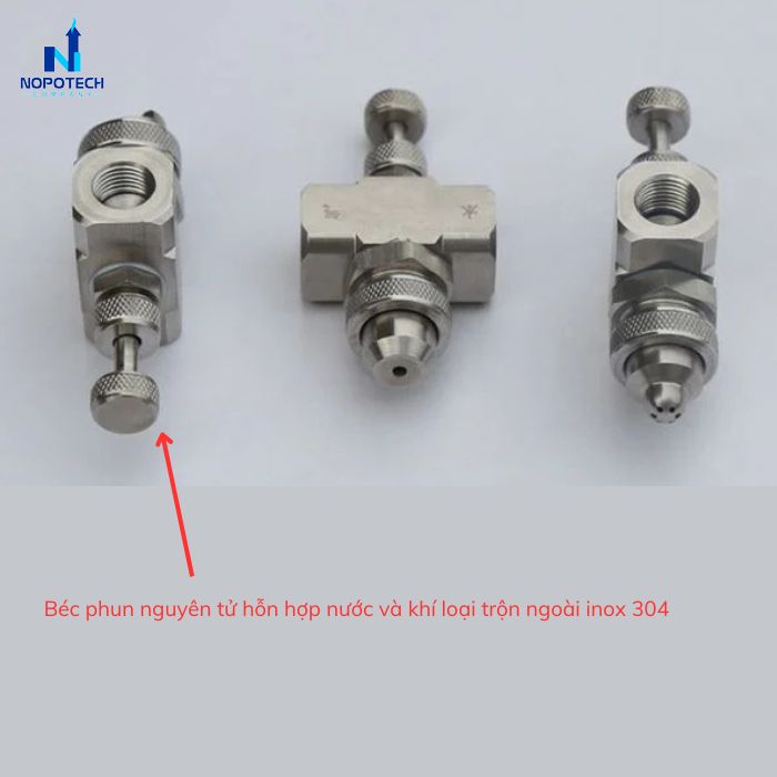 Béc phun nguyên tử hỗn hợp nước và khí loại trộn ngoài inox 304