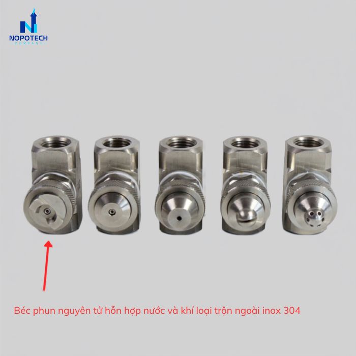 Nguyên lý hoạt động béc phun nguyên tử hỗn hợp nước và khí loại trộn ngoài inox 304