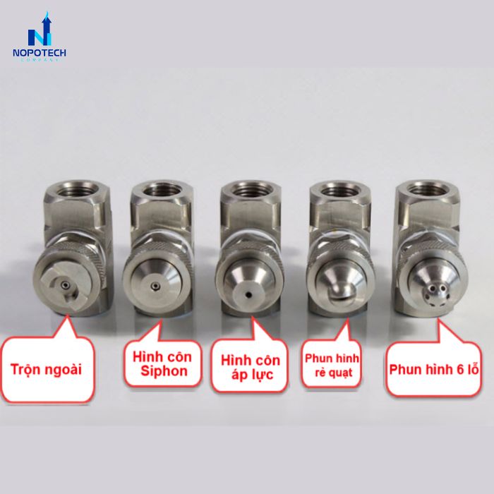 Béc phun nguyên tử hỗn hợp nước và khí loại trộn ngoài inox 304