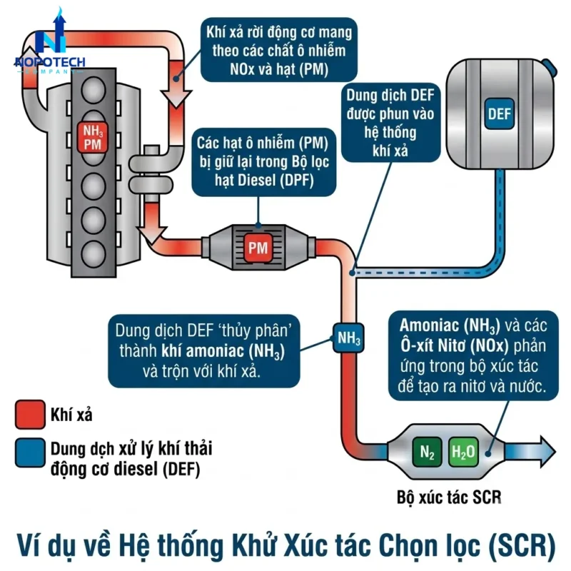 Nguyên lý hoạt động của hệ thống xử lý khí thải SCR