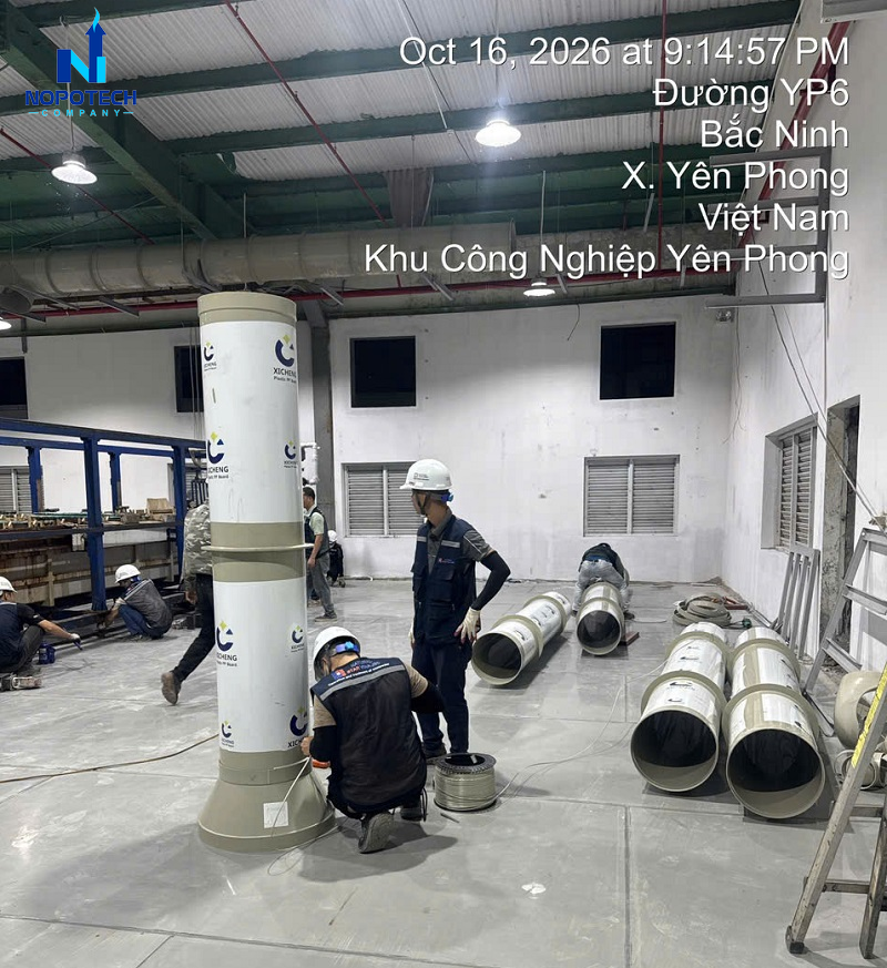 Hình ảnh dự án cải tạo hệ thống xử lý khí thải cho công ty Fine MS Vina