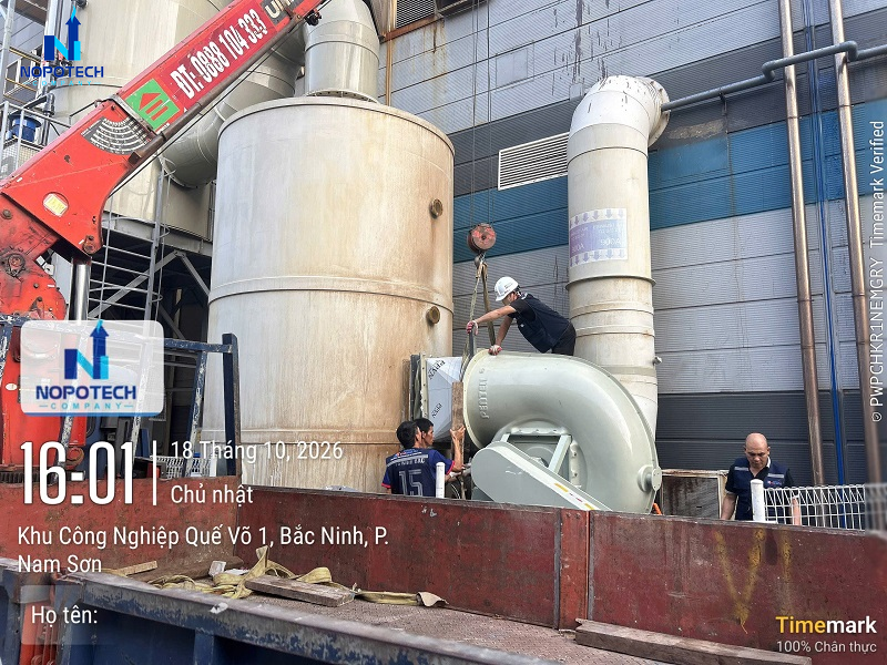 Hình ảnh dự án cải tạo hệ thống xử lý khí thải cho công ty Fine MS Vina