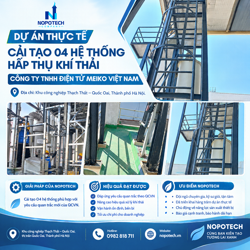 Cải tạo 4 hệ thống hấp thụ khí thải chuẩn QCVN cho Meiko Việt Nam