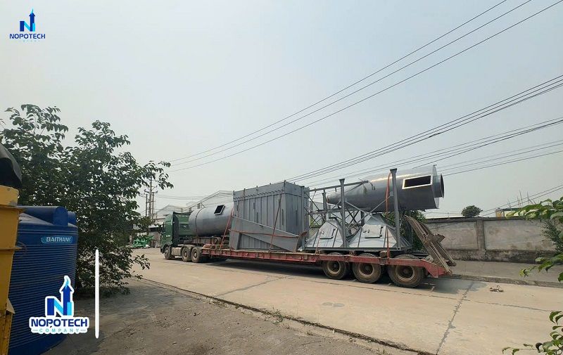 hệ thống xử lý khí thải lò nấu nhôm cho 3 lò 1.5 tấn tại Kim Đại Phát QN