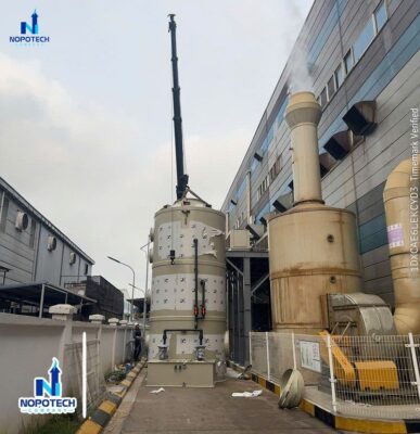 Tháp hấp thụ xử lý khí thải sản xuất linh kiện điện tử